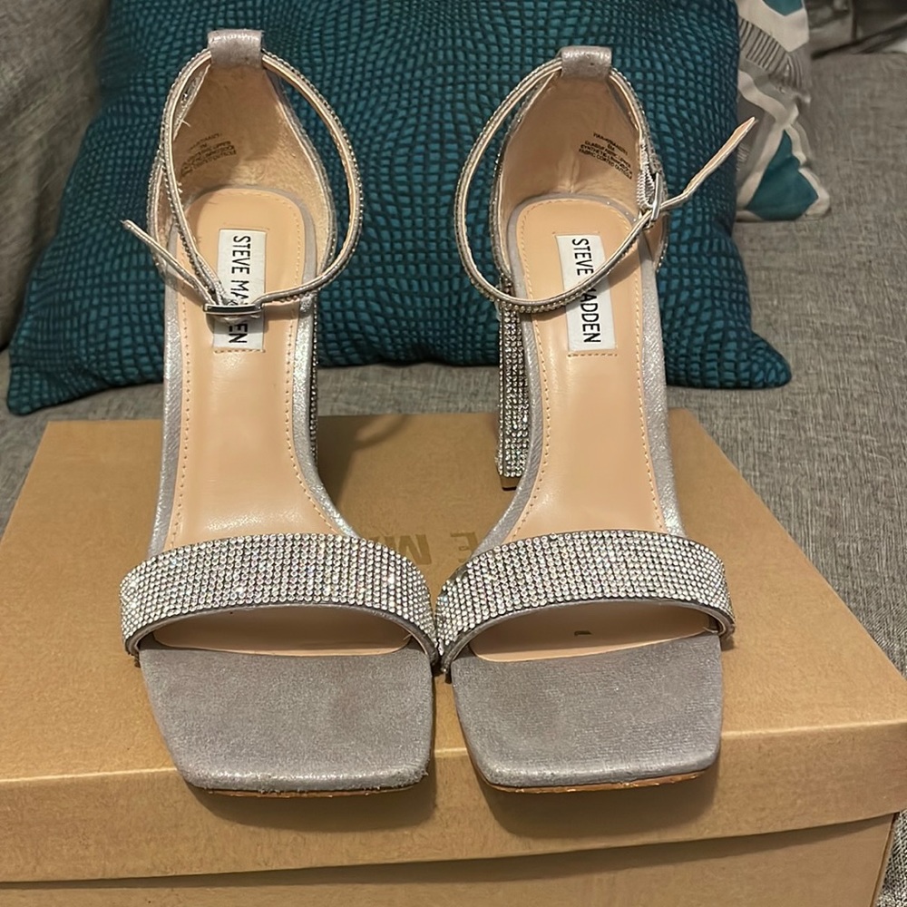 Steve Madden Silver Rhinestone Heels